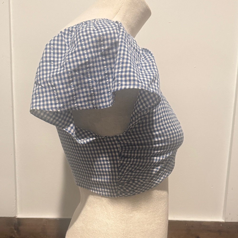 American Eagle Outfitters Blue Checkered Crop Top - Picture 4 of 4